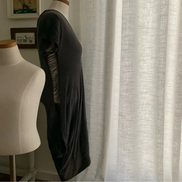 Costume National Gray Dress Tunic Asymmetrical Shredded - Picture 3 of 8